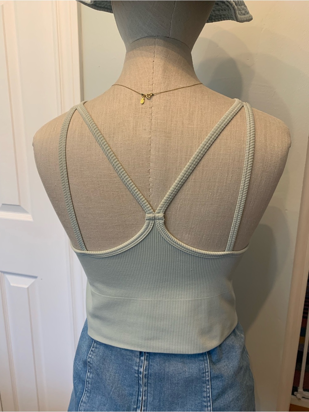 Athleta Ribbed Cropped Tank - Ocean Breeze
